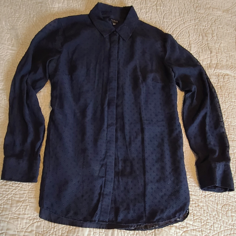 Talbots Blue Multi Layer Blouse Size Small - image 1